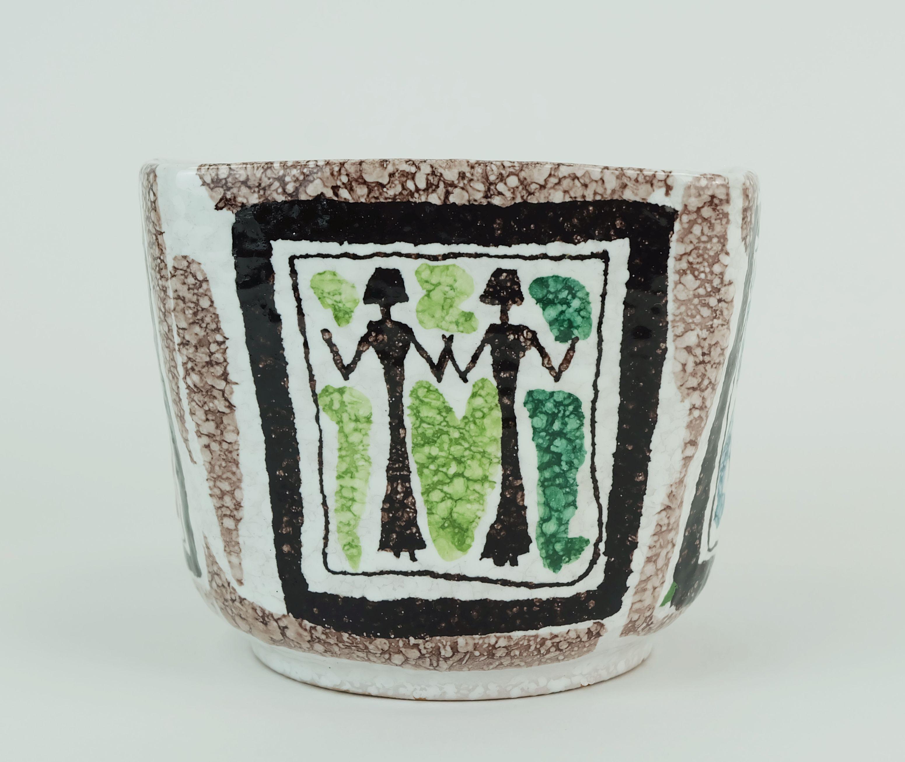 very beautiful and decorative small mid century PLANT POT cachepot italy 625/208 in vendita 1