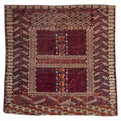 Very beautiful and fine antique Turkmen Hachlou square rug