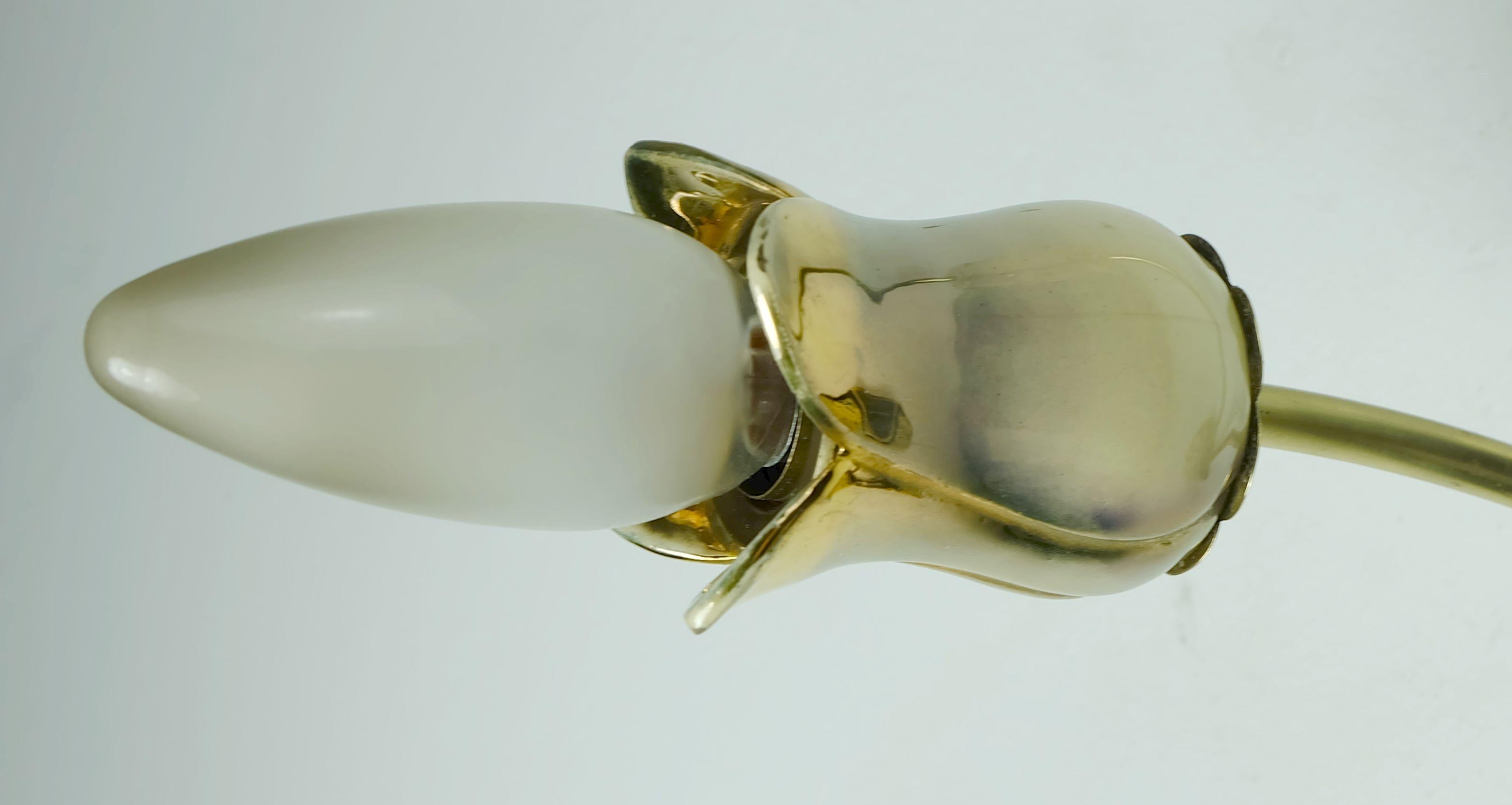 Mid-20th Century very beautiful and rare mid century 2-light ceramic and brass SCONCE 1950s For Sale