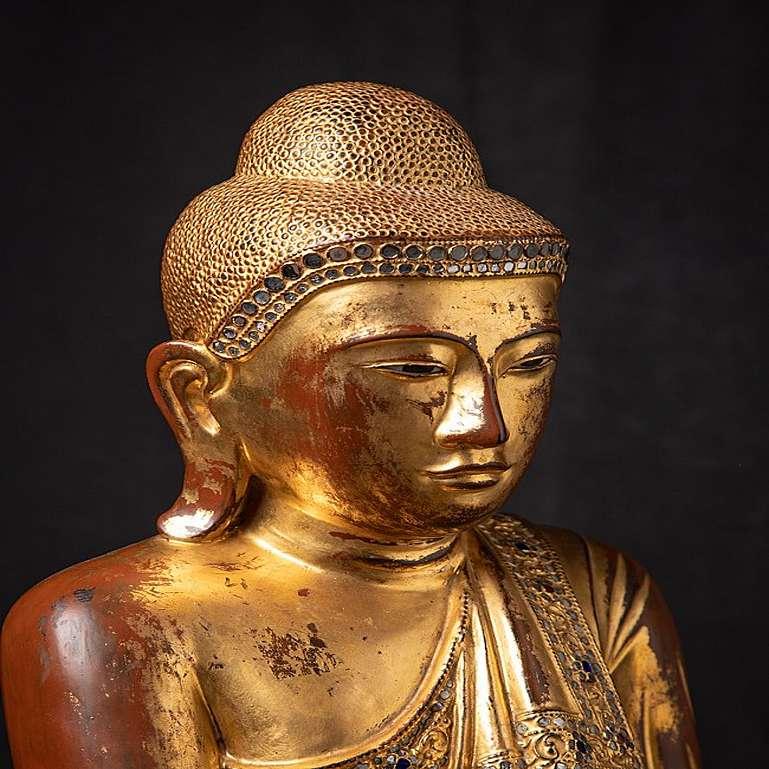 Eine sehr schöne antike burmesische Mandalay-Buddha-Statue aus Burma im Angebot 6