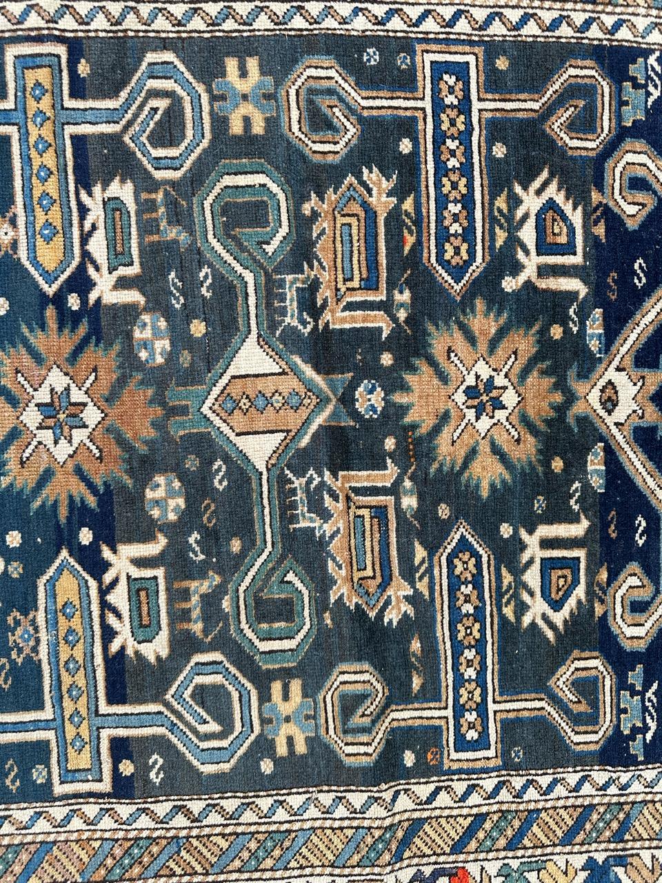 Very beautiful antique Caucasian shirvan perepedil rug For Sale 6