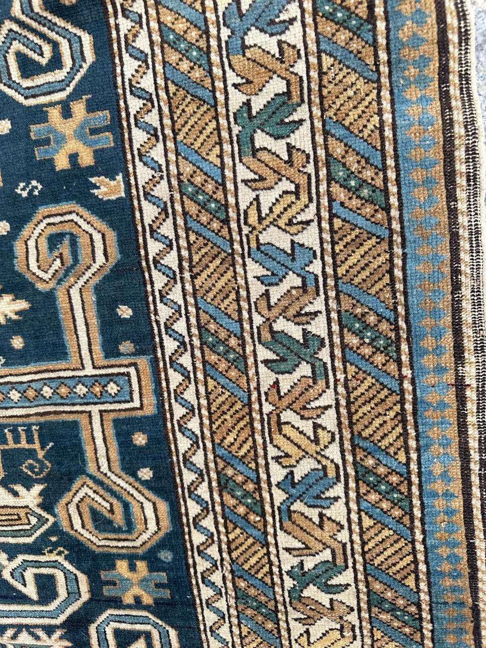 Very beautiful antique Caucasian shirvan perepedil rug For Sale 9