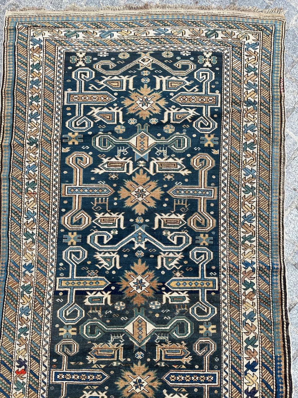 Very beautiful antique Caucasian shirvan perepedil rug For Sale 11