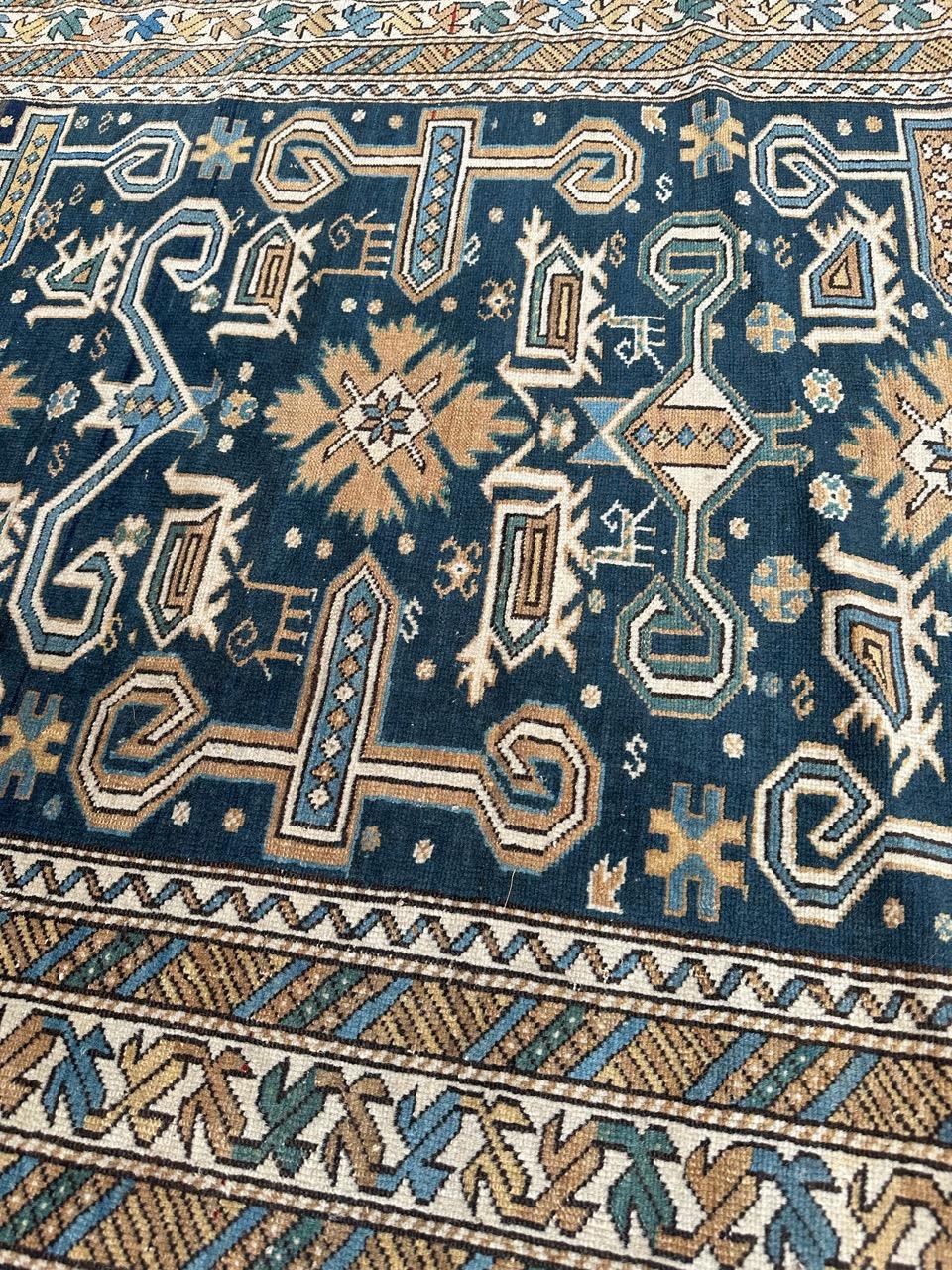 Very beautiful antique Caucasian shirvan perepedil rug In Good Condition For Sale In Saint Ouen, FR