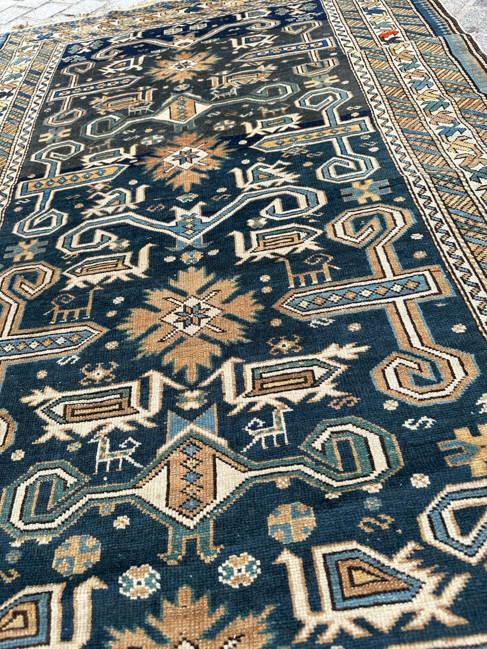 Very beautiful antique Caucasian shirvan perepedil rug For Sale 1