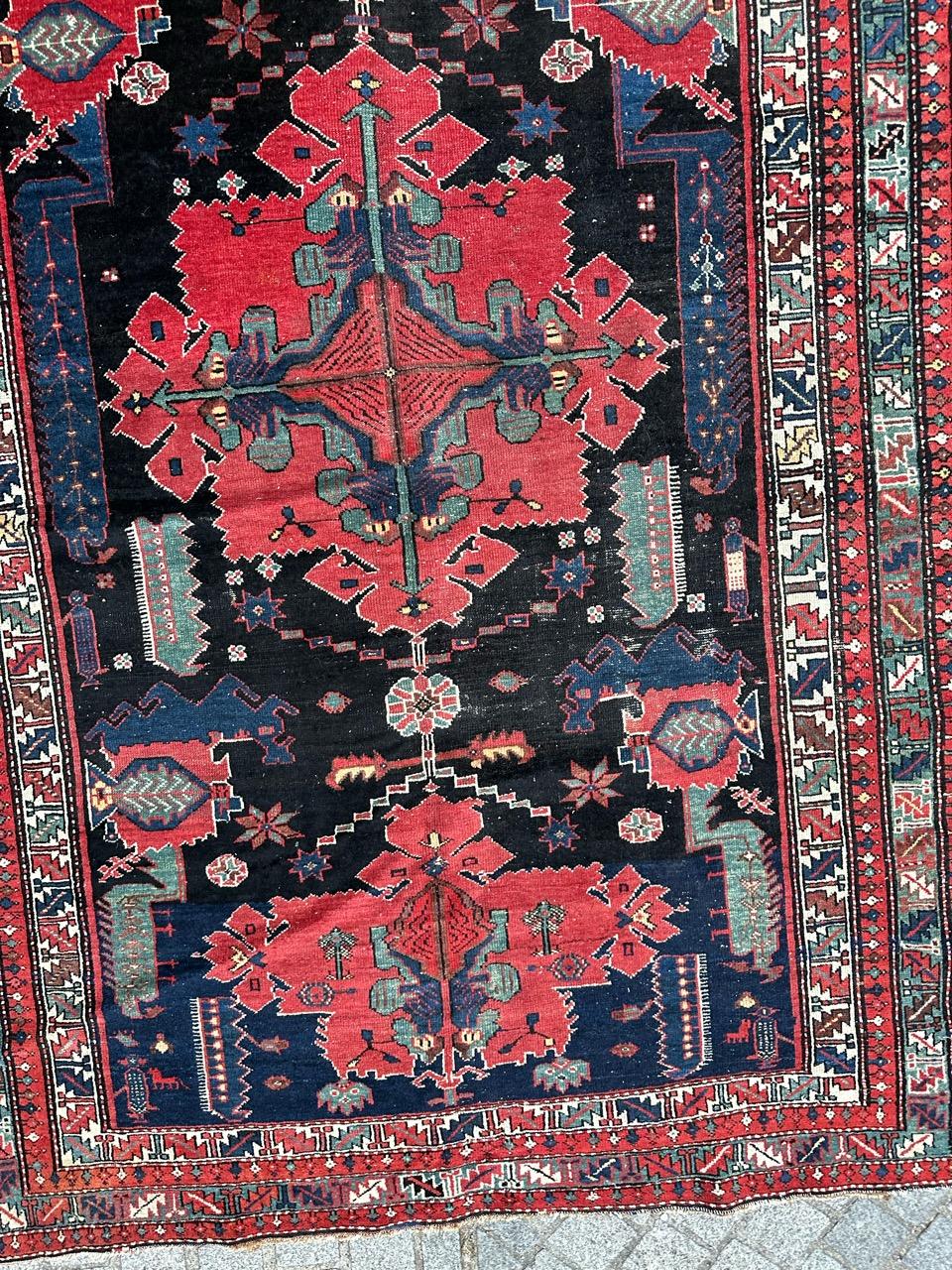Rustic Bobyrug’s Very beautiful antique fine Hamadan rug  For Sale