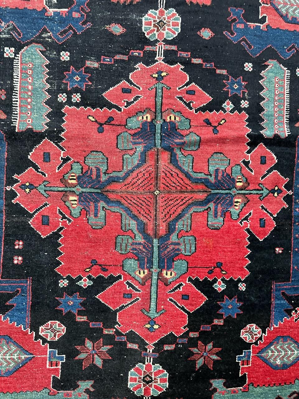 Bobyrug’s Very beautiful antique fine Hamadan rug  In Good Condition For Sale In Saint Ouen, FR