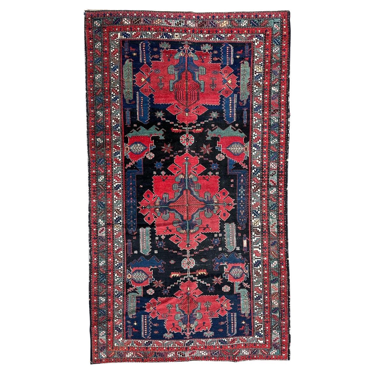 Bobyrug’s Very beautiful antique fine Hamadan rug  For Sale