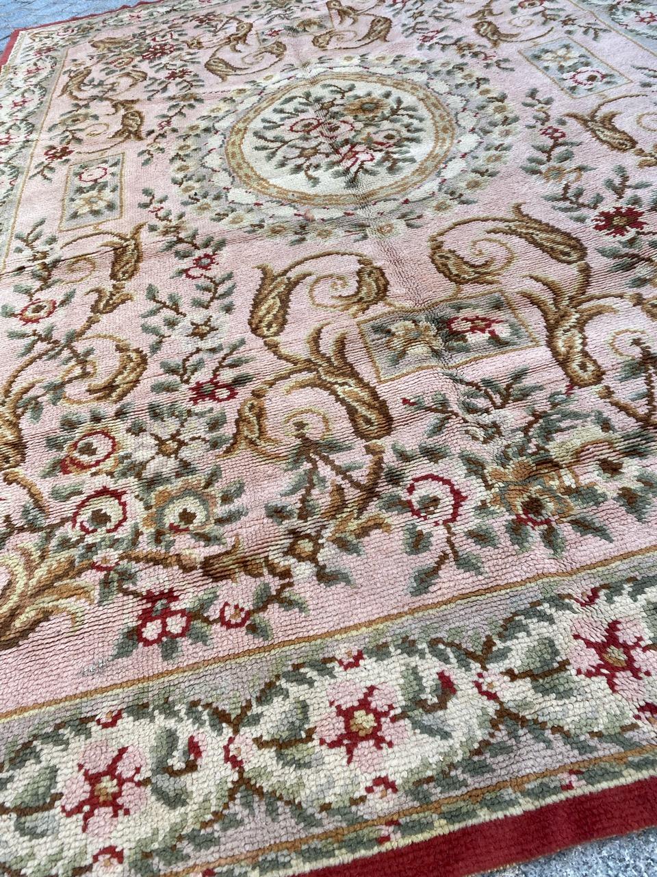 Bobyrug’s Very Beautiful Antique French Knotted Aubusson Rug For Sale 5