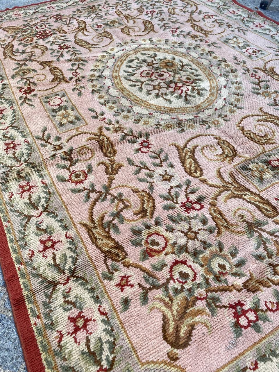 Bobyrug’s Very Beautiful Antique French Knotted Aubusson Rug For Sale 6