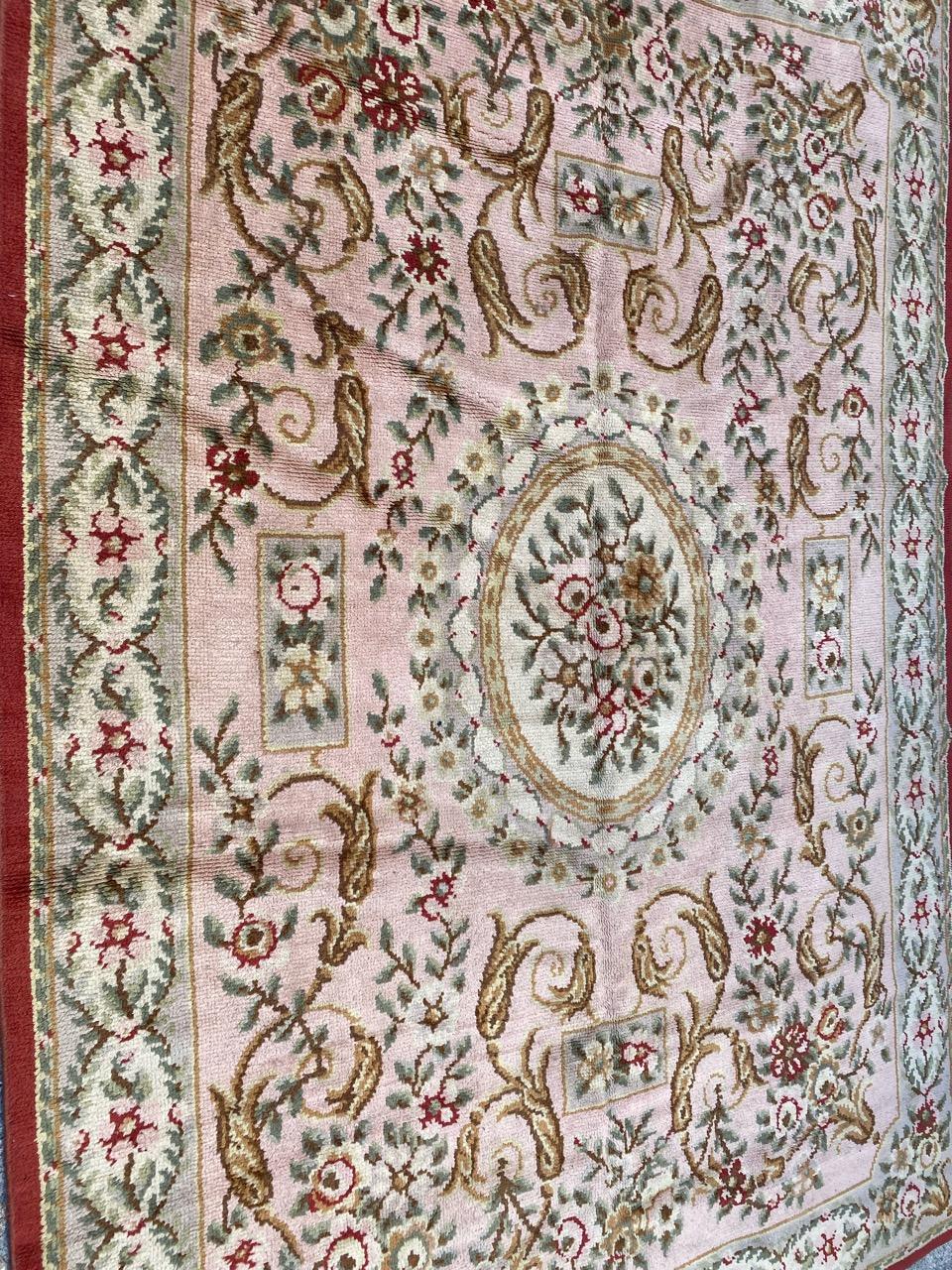 Bobyrug’s Very Beautiful Antique French Knotted Aubusson Rug For Sale 8