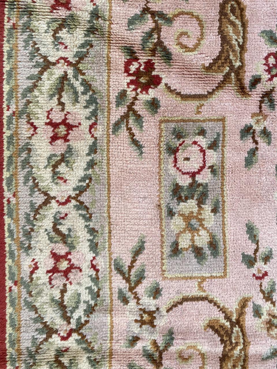 Bobyrug’s Very Beautiful Antique French Knotted Aubusson Rug For Sale 9