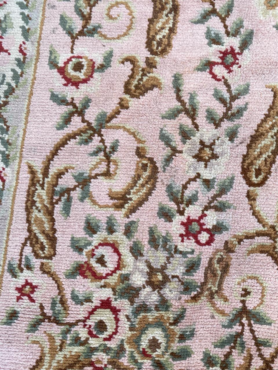 Cotton Bobyrug’s Very Beautiful Antique French Knotted Aubusson Rug For Sale