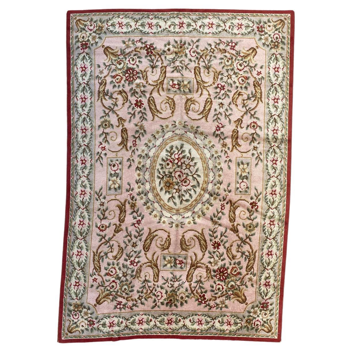 Bobyrug’s Very Beautiful Antique French Knotted Aubusson Rug For Sale