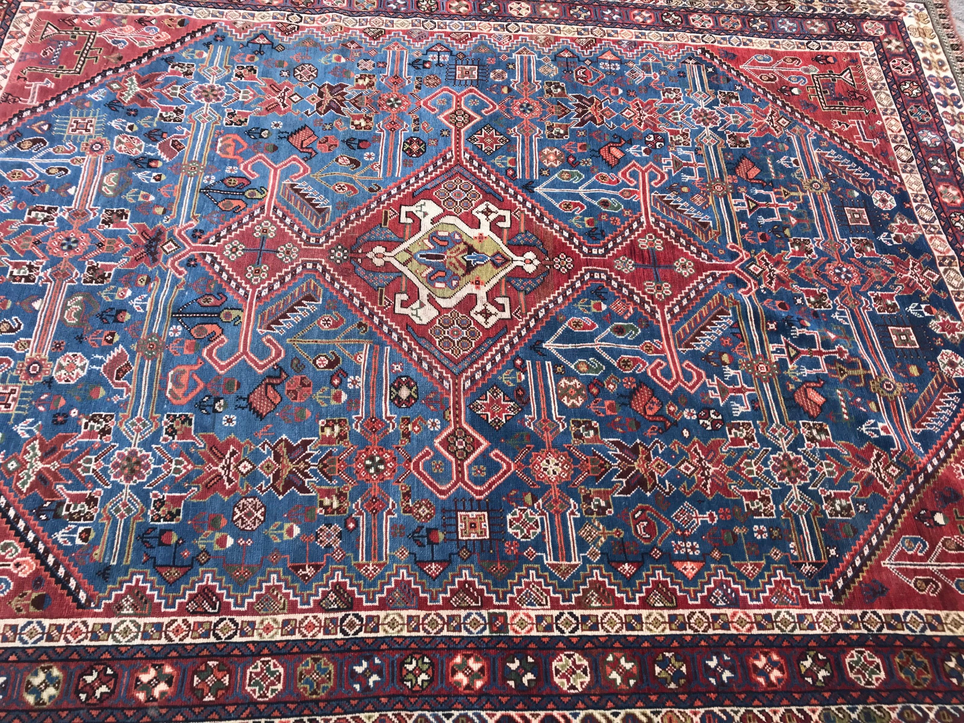 Very Beautiful Antique Ghashghai Rug For Sale 4