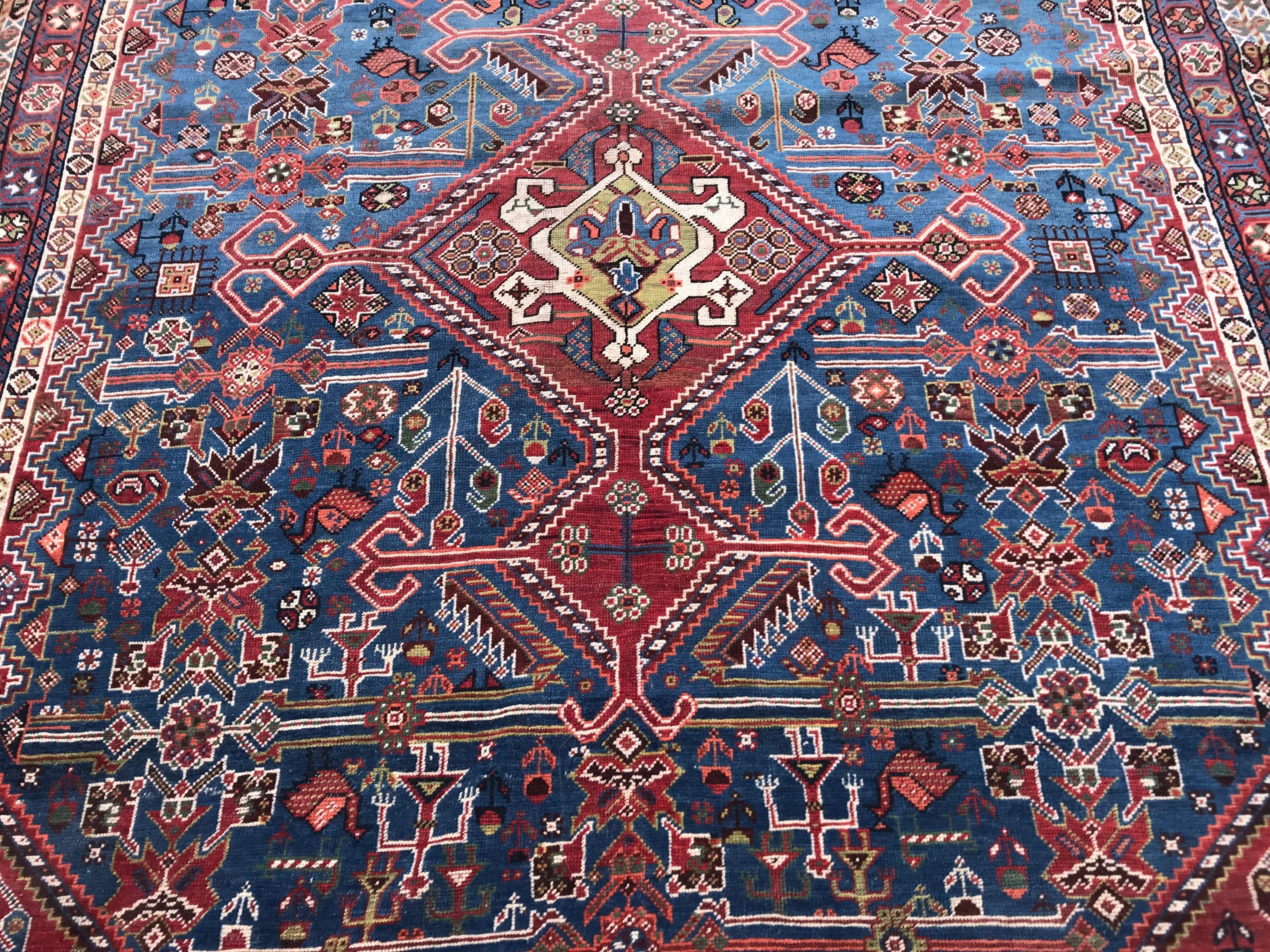 Very Beautiful Antique Ghashghai Rug For Sale 8