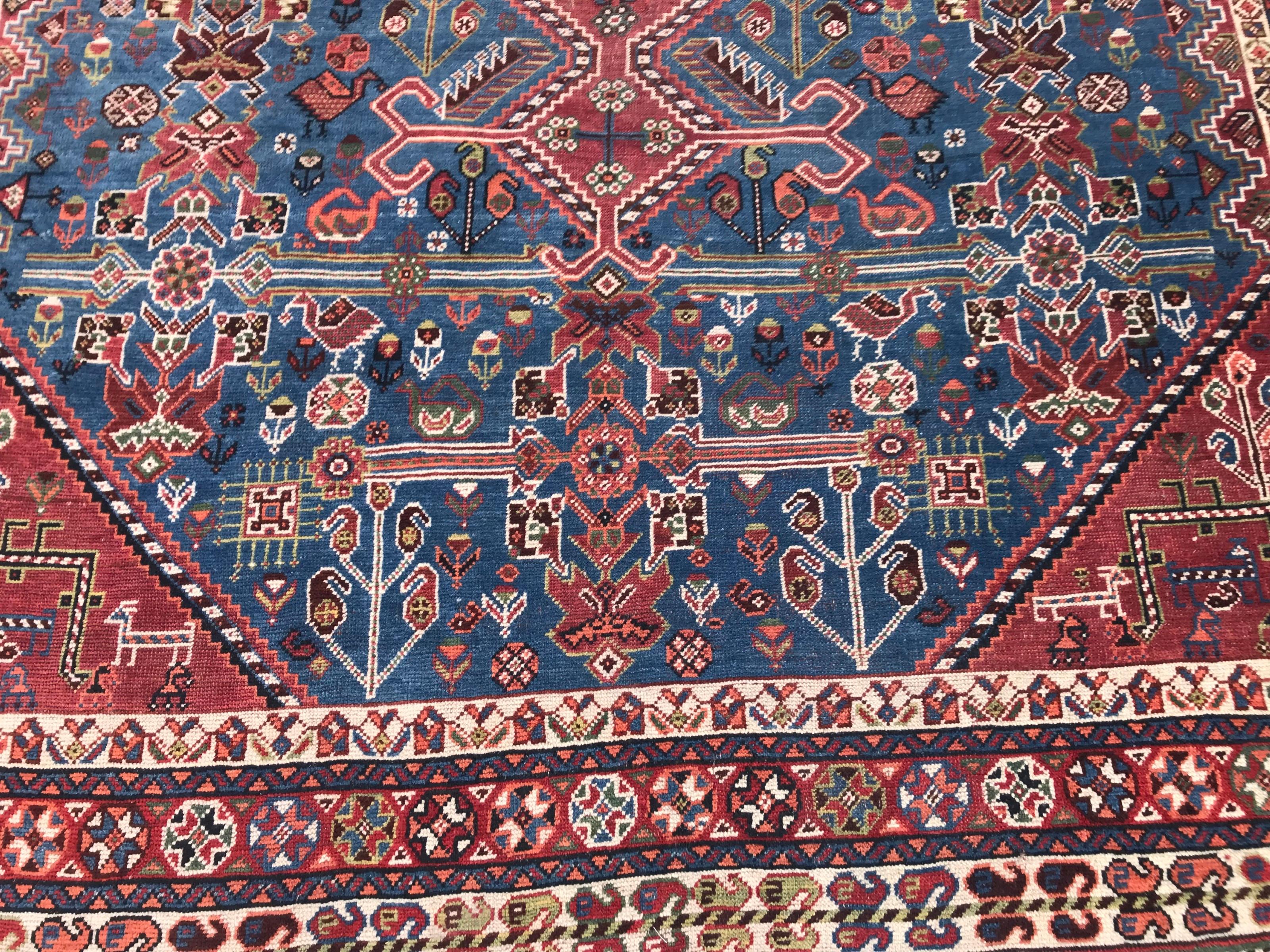 Asian Very Beautiful Antique Ghashghai Rug For Sale