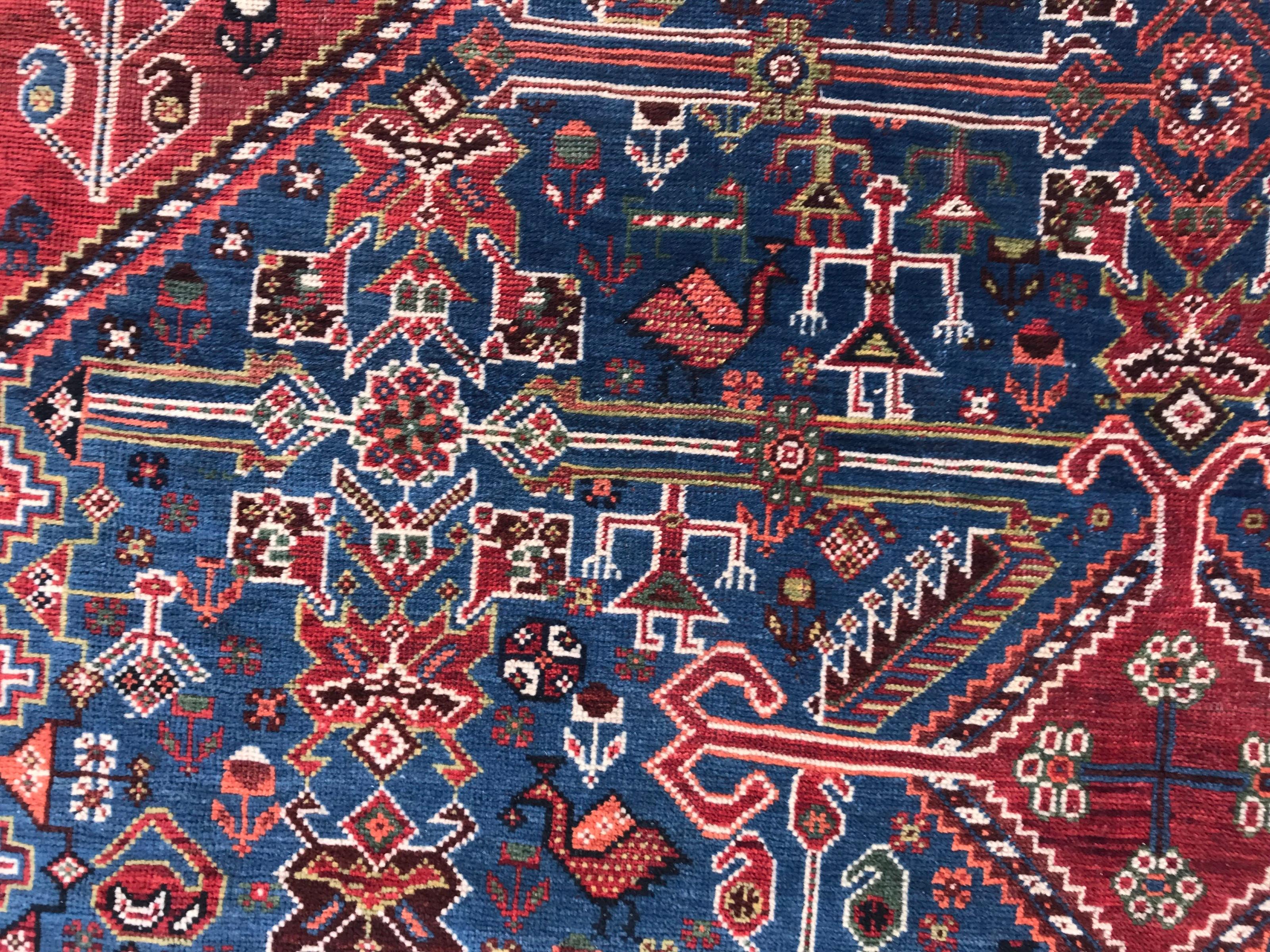 Very Beautiful Antique Ghashghai Rug In Good Condition For Sale In Saint Ouen, FR