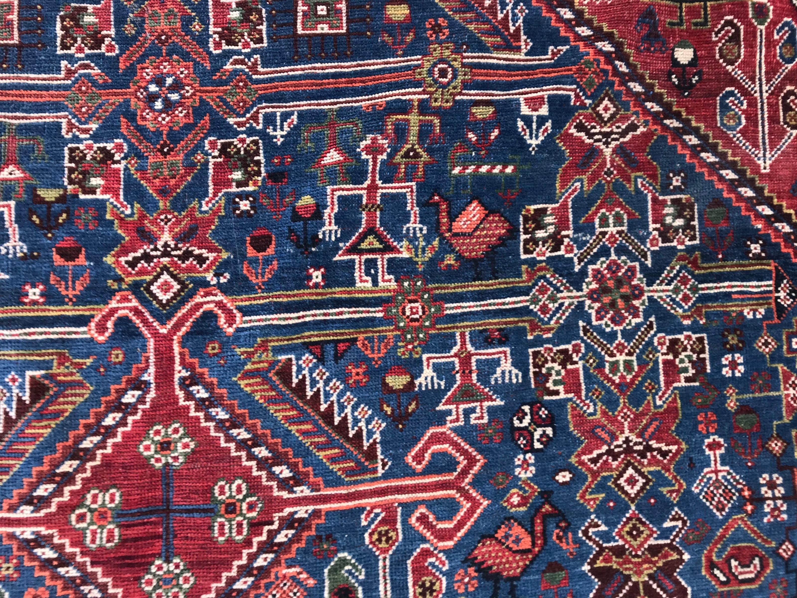 19th Century Very Beautiful Antique Ghashghai Rug For Sale