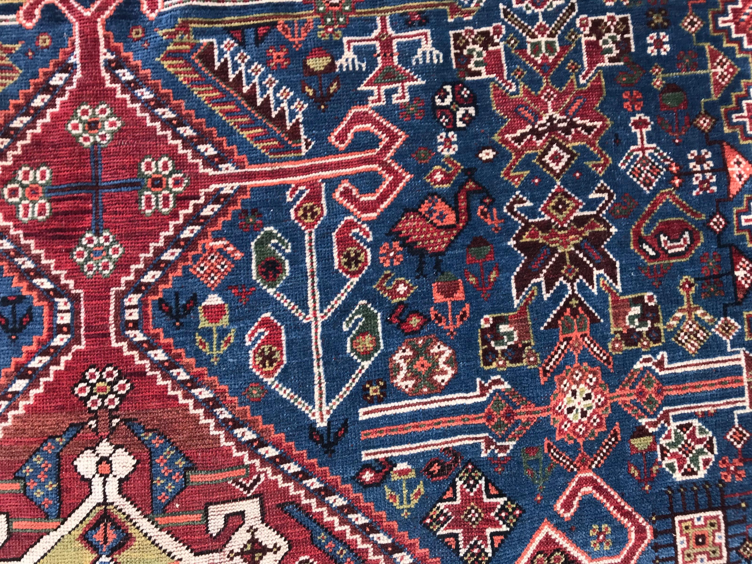 Wool Very Beautiful Antique Ghashghai Rug For Sale