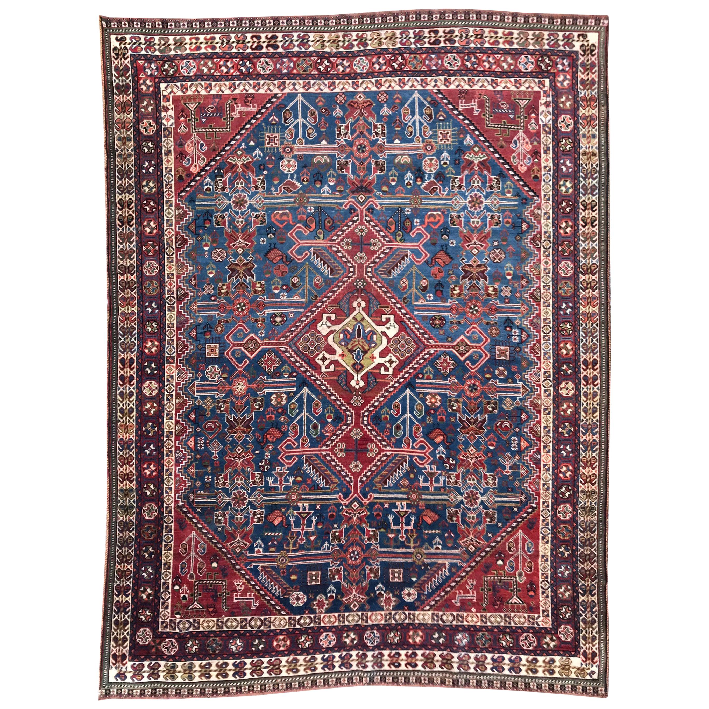 Very Beautiful Antique Ghashghai Rug For Sale