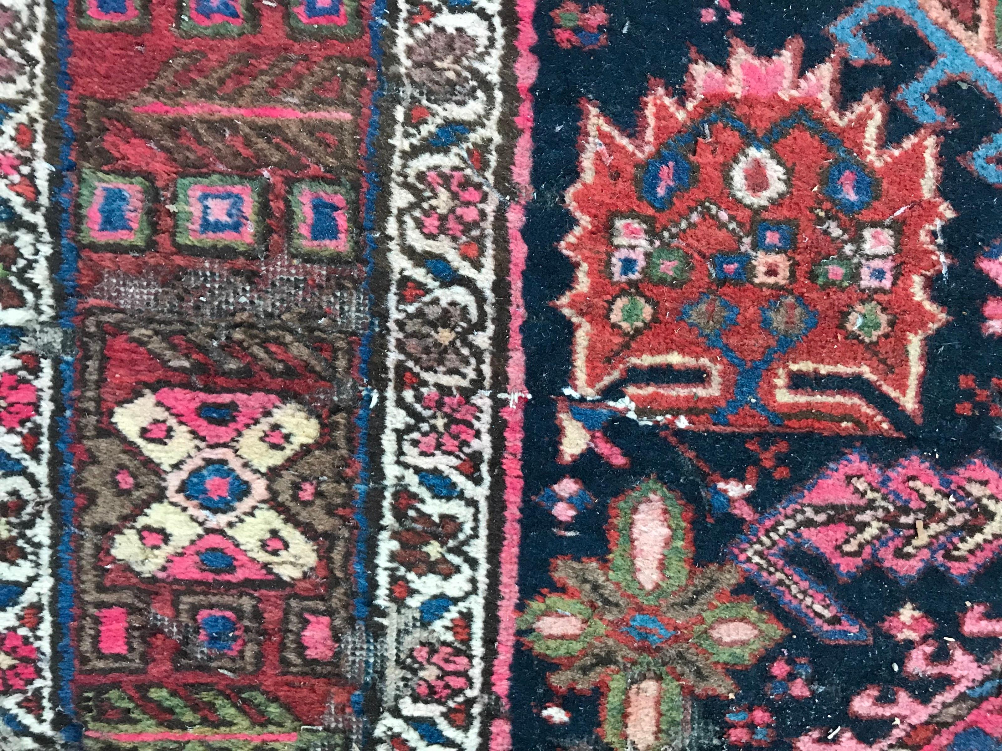 Hand-Knotted Bobyrug’s Very Beautiful Antique Kurdish Caucasian Style Runner For Sale