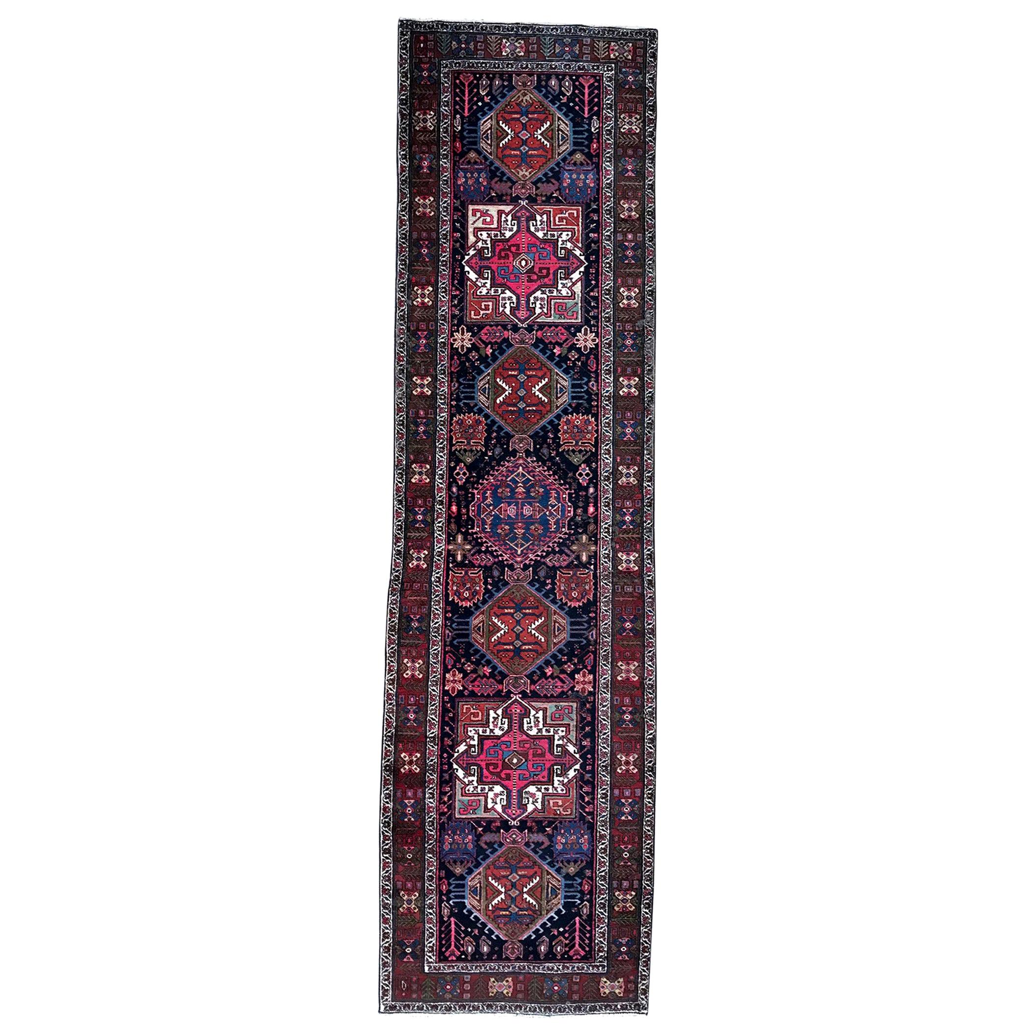 Bobyrug’s Very Beautiful Antique Kurdish Caucasian Style Runner For Sale