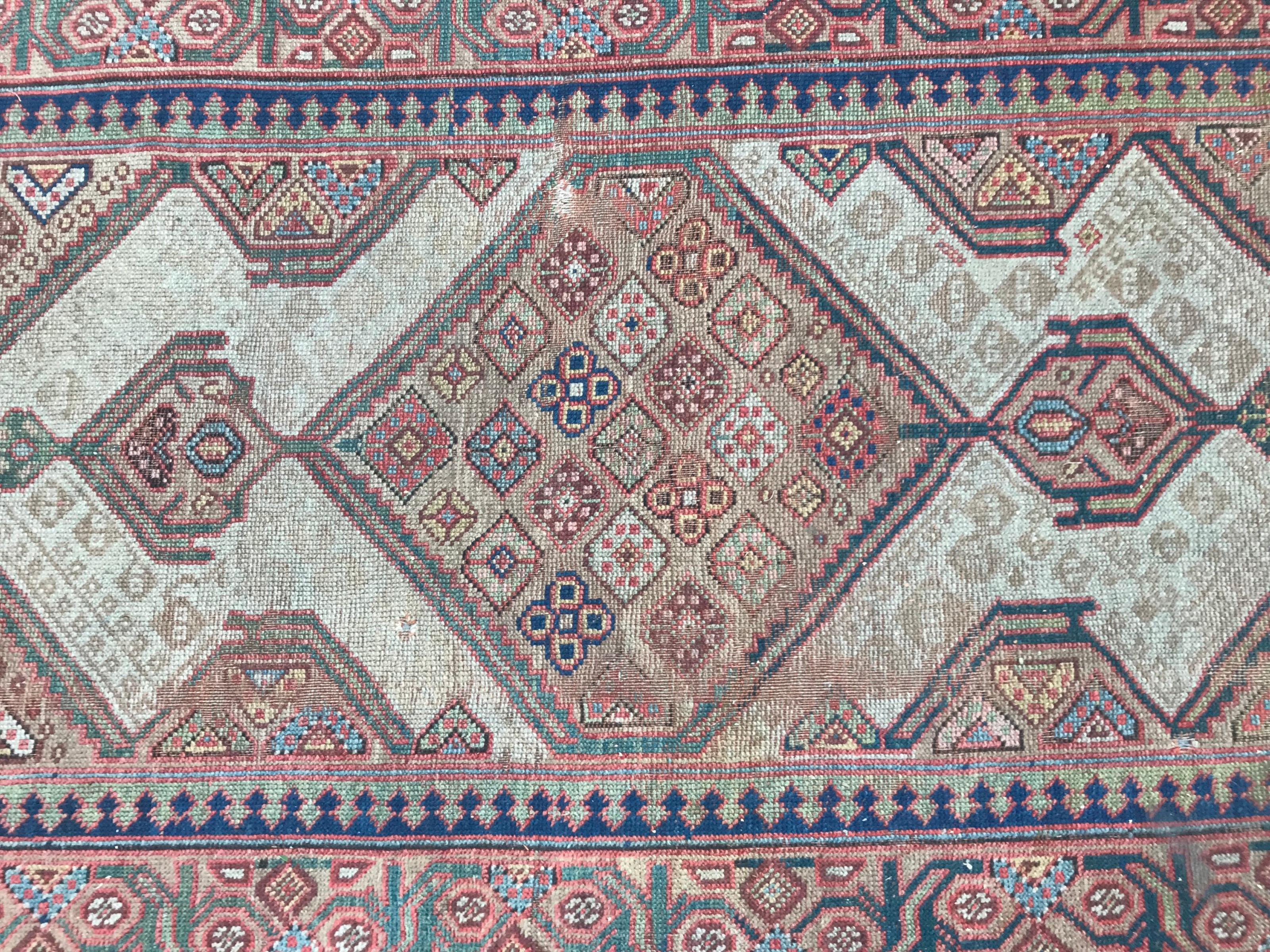 Hand-Knotted Very Beautiful Antique Kurdish Serapi Runner For Sale