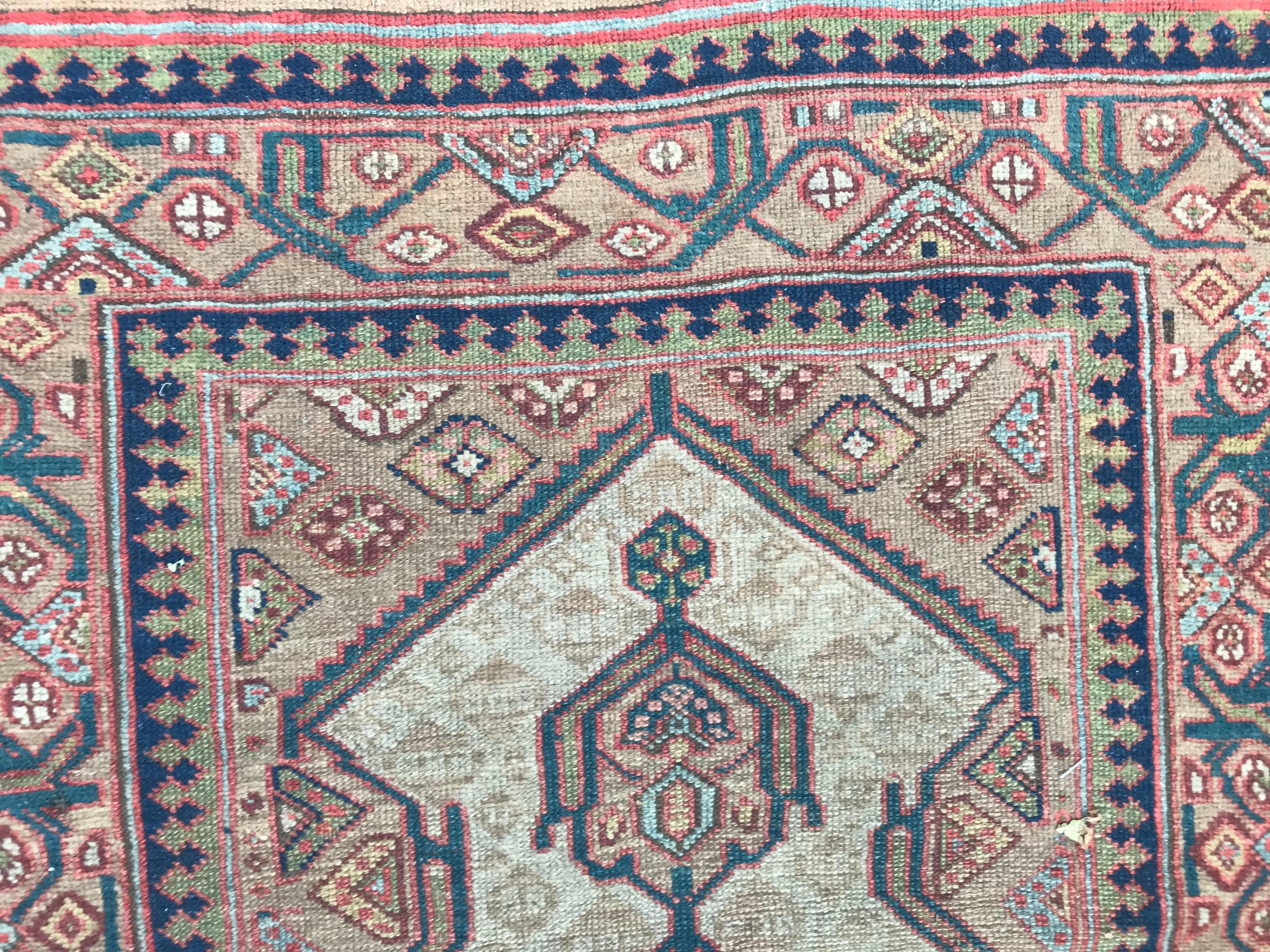 Wool Very Beautiful Antique Kurdish Serapi Runner For Sale