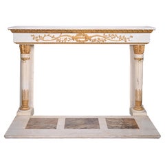 Very beautiful antique Louis XVI style fireplace in Statuary Carrara marble