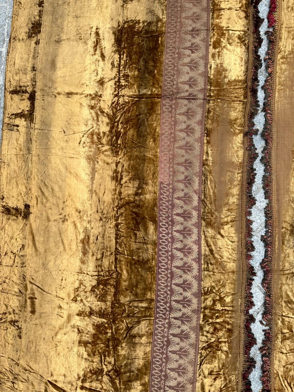 Napoleon III Very Beautiful Antique Pair of silk velvet Curtains For Sale