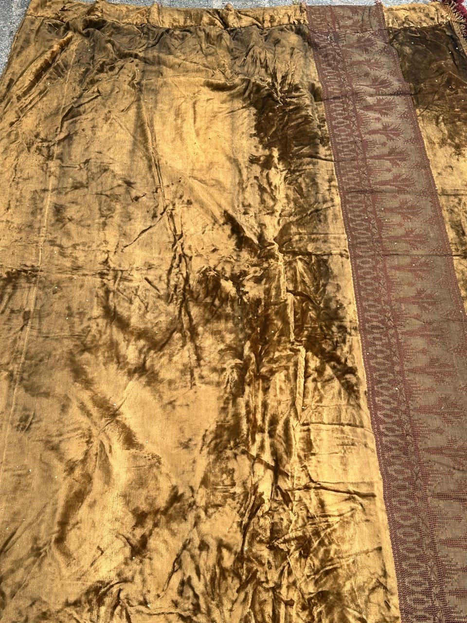 French Very Beautiful Antique Pair of silk velvet Curtains