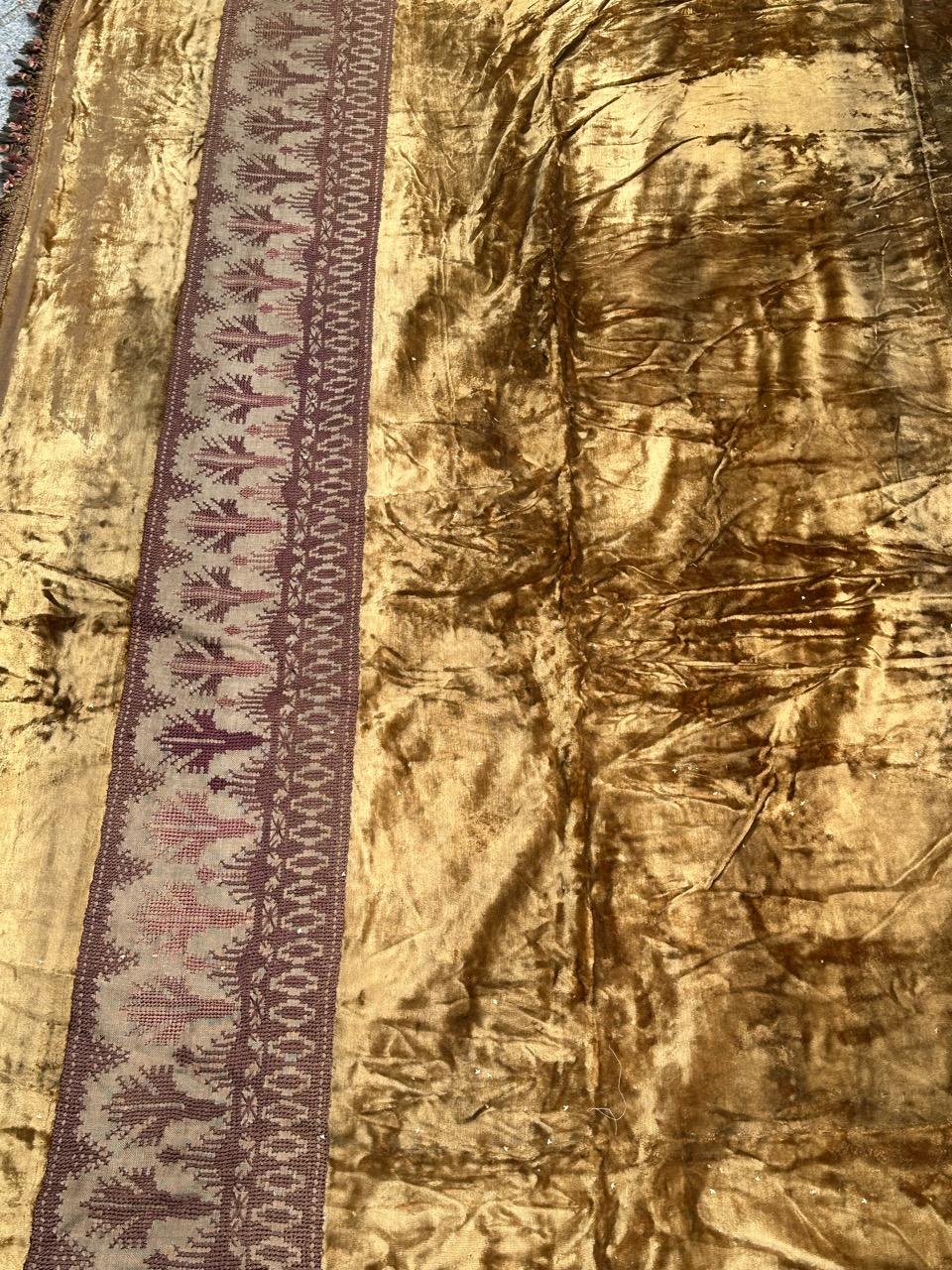 Embroidered Very Beautiful Antique Pair of silk velvet Curtains