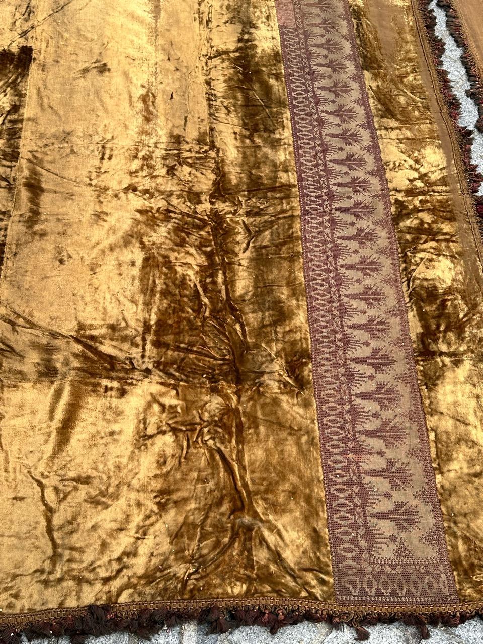 Embroidered Very Beautiful Antique Pair of silk velvet Curtains For Sale