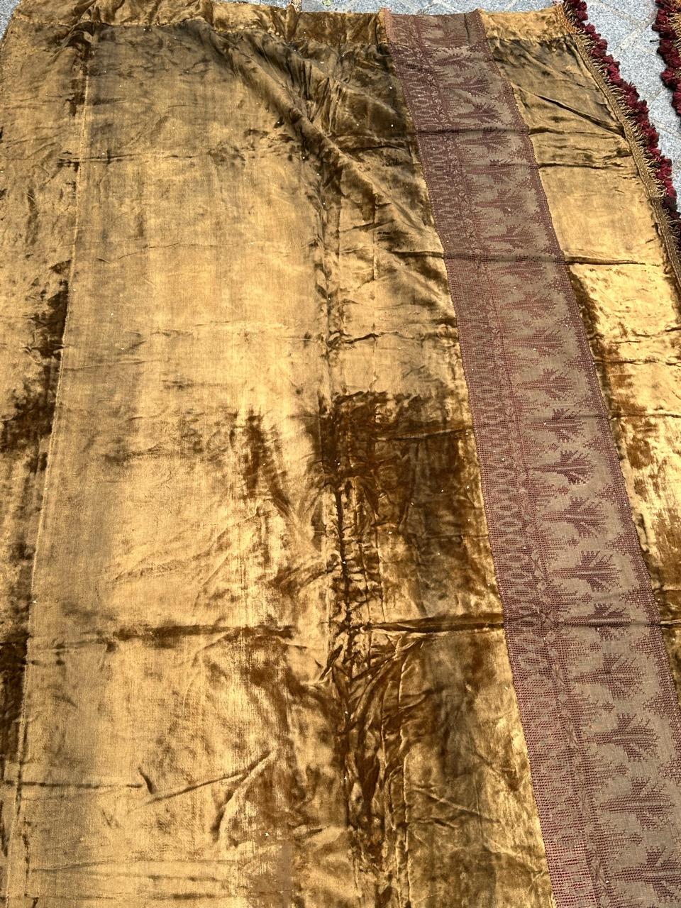 19th Century Very Beautiful Antique Pair of silk velvet Curtains For Sale