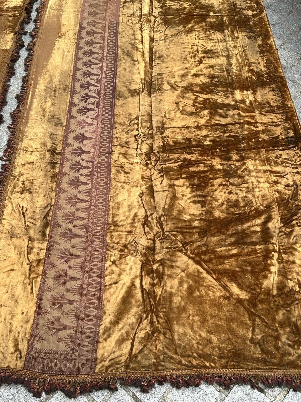 Silk Very Beautiful Antique Pair of silk velvet Curtains For Sale