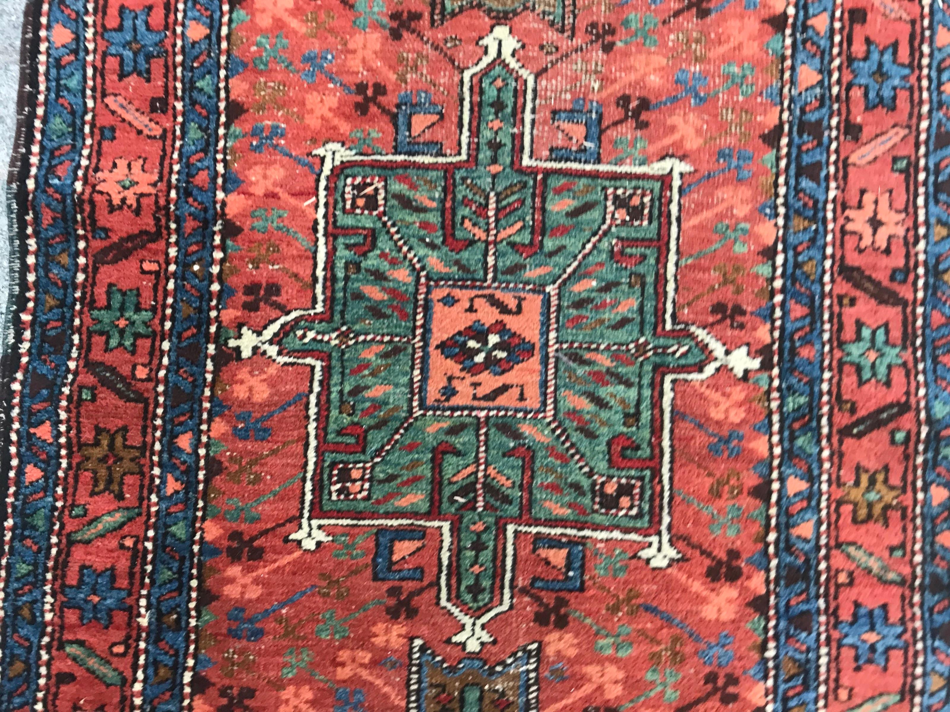 Asian Very Beautiful Antique Runner Heriz Style