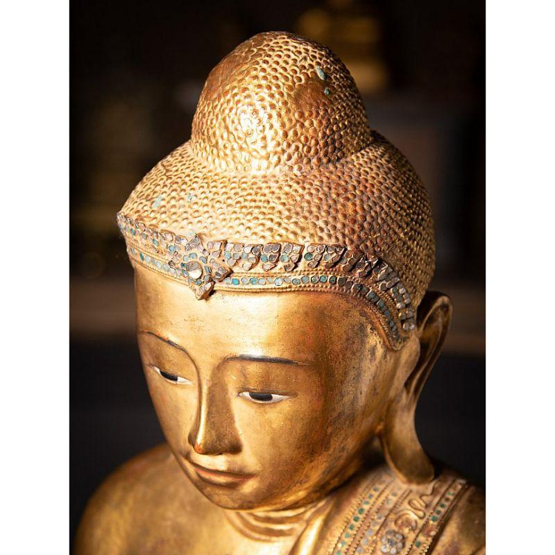 Very Beautiful Antique Wooden Mandalay Buddha Statue from Burma For Sale 3