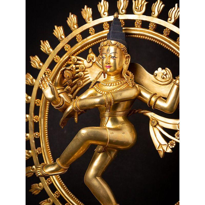 Nepalese Very Beautiful Gilded Bronze Shiva Nataraja from Nepal For Sale
