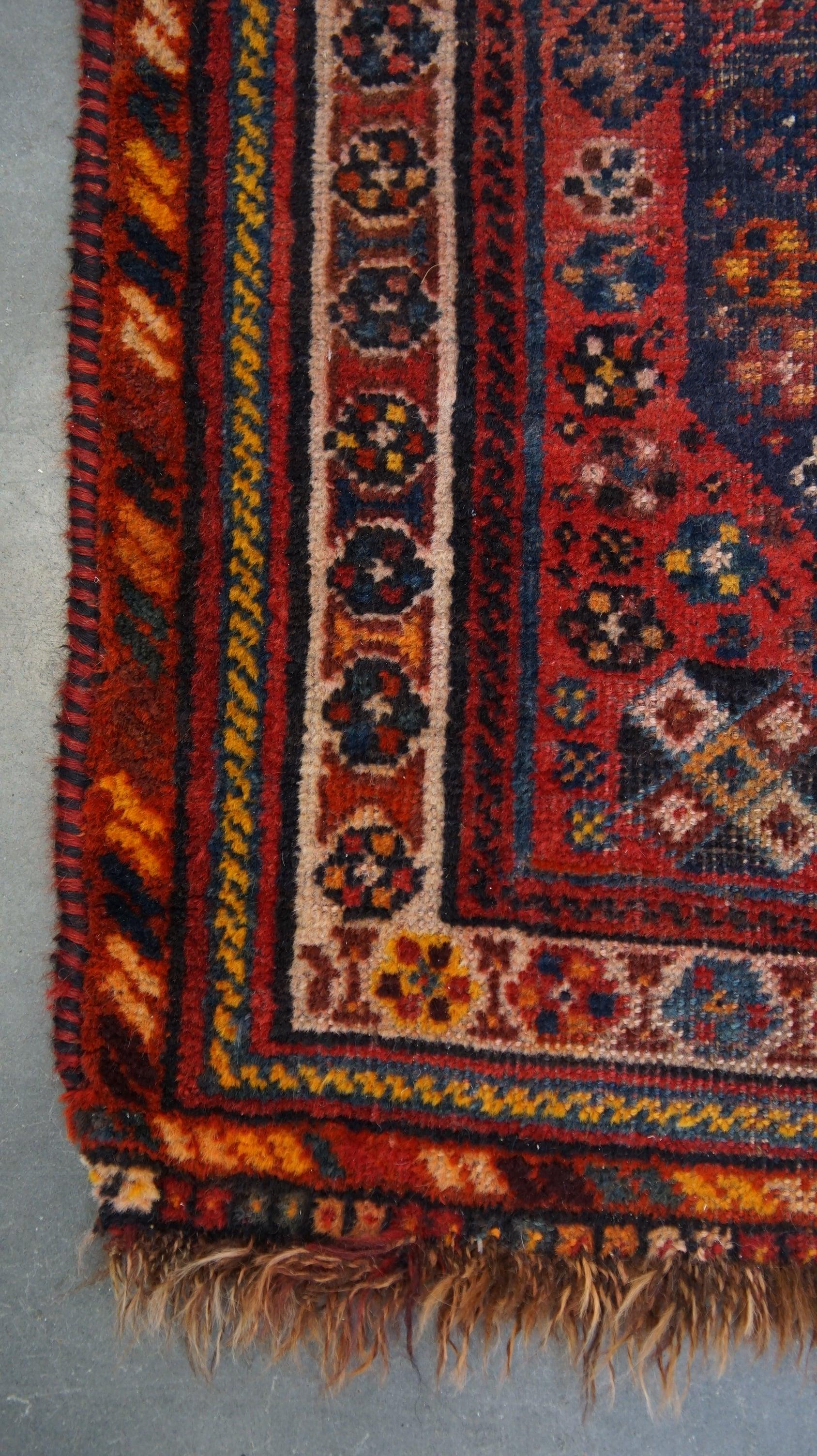 Offered this very beautiful hand-knotted oriental rug with mainly red and purple colors 151x108cm.

Let your home shine with this beautiful rug. It has beautiful colors and beautiful details. These types of rugs are not only a popular item for a