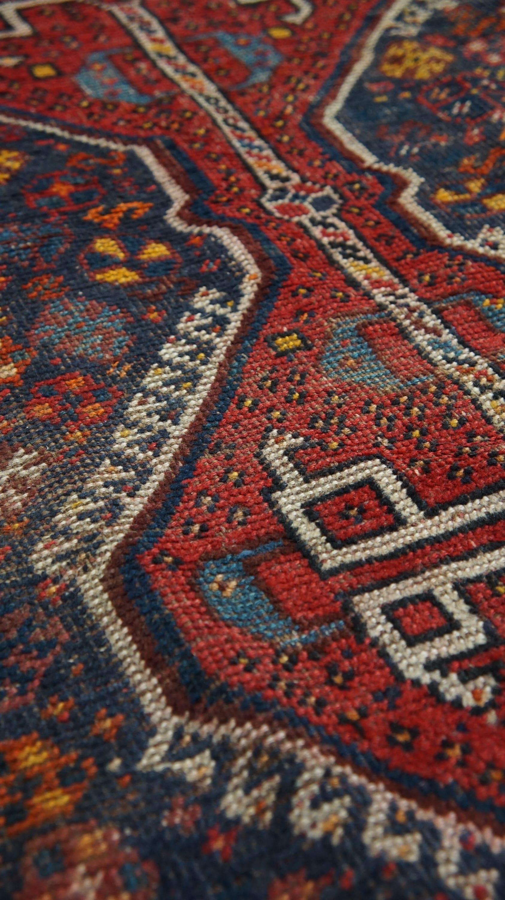 Very beautiful hand-knotted oriental rug with mainly red and purple colors In Fair Condition For Sale In Harderwijk, NL