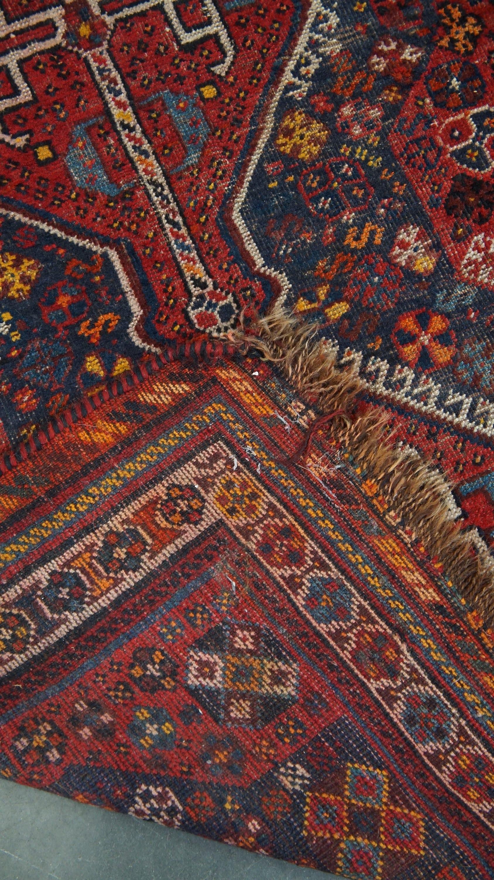 Cotton Very beautiful hand-knotted oriental rug with mainly red and purple colors For Sale