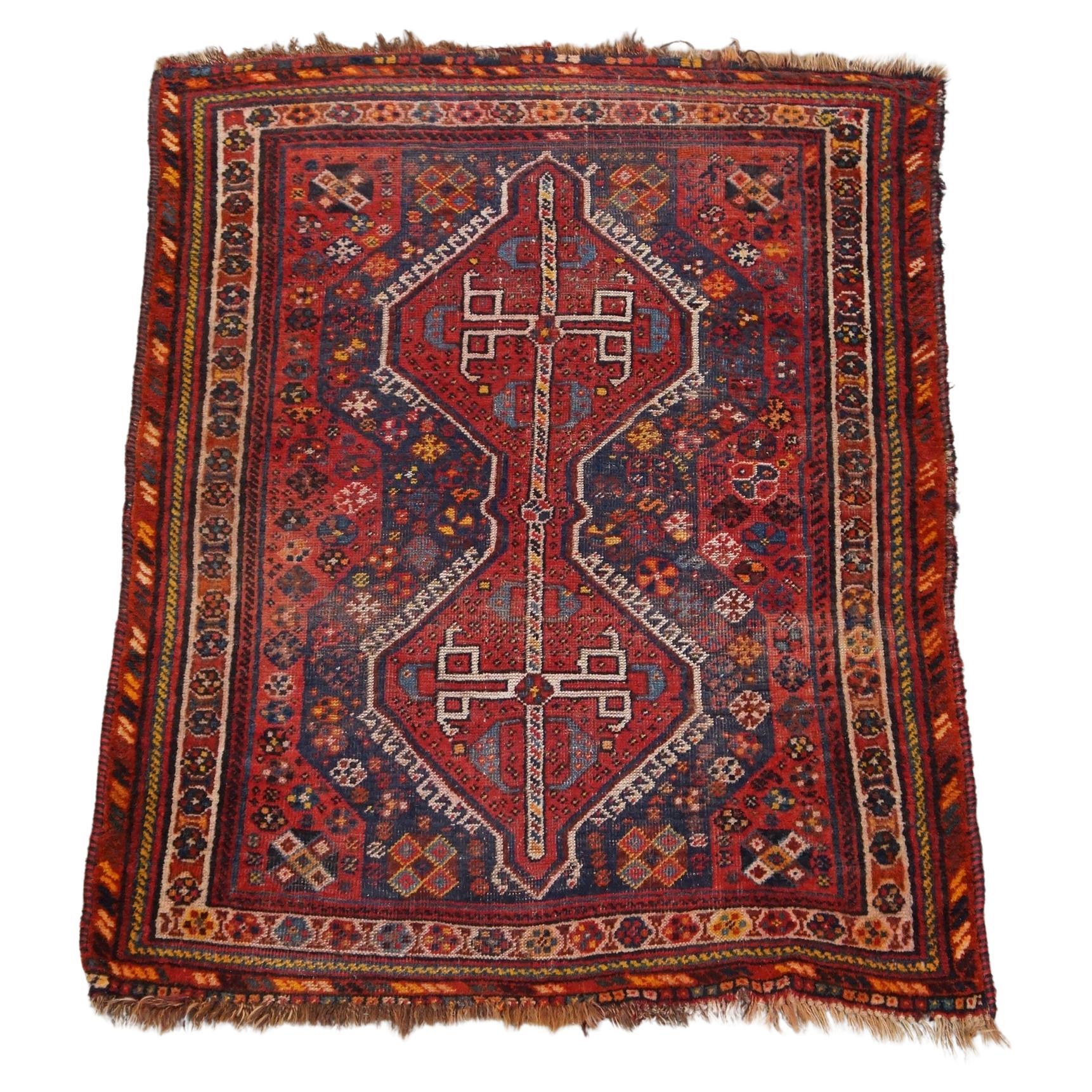 Very beautiful hand-knotted oriental rug with mainly red and purple colors