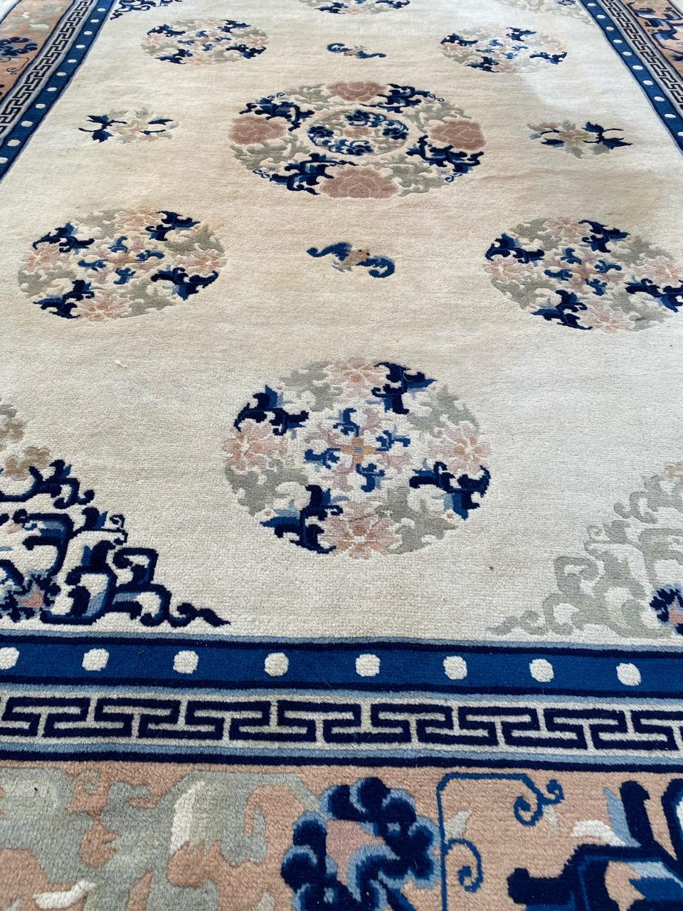 Very Beautiful Large Vintage Chinese Art Deco Beijing Rug For Sale 2