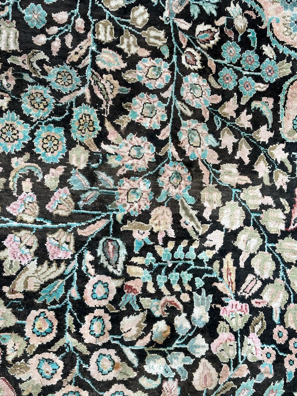 Very beautiful large vintage silk Qom rug For Sale 2