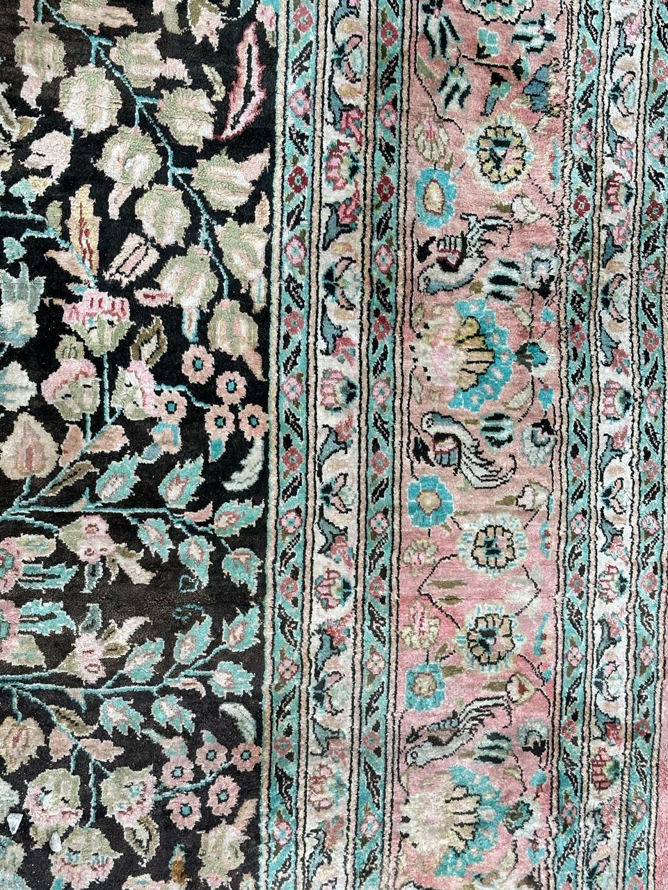 Very beautiful large vintage silk Qom rug For Sale 3