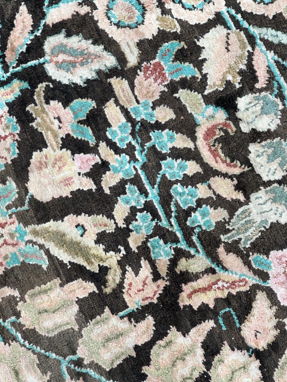 Very beautiful large vintage silk Qom rug For Sale 7