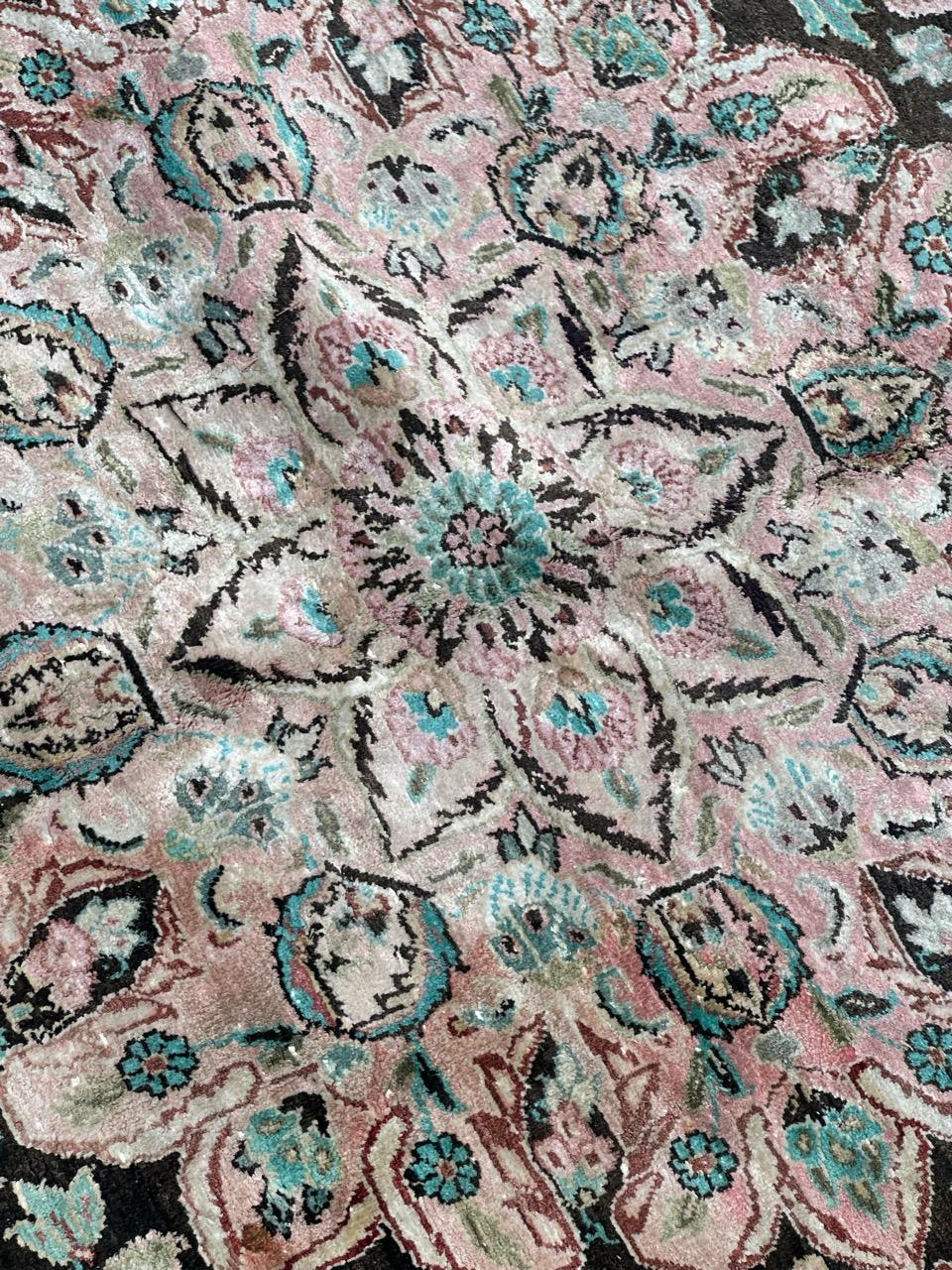 Very beautiful large vintage silk Qom rug For Sale 8