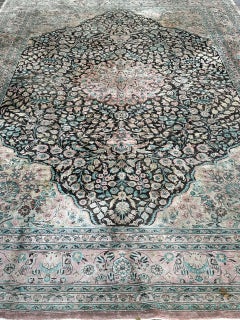 Very beautiful large vintage silk Qom rug
