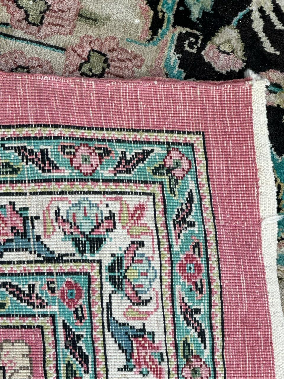 Very beautiful large vintage silk Qom rug For Sale 12